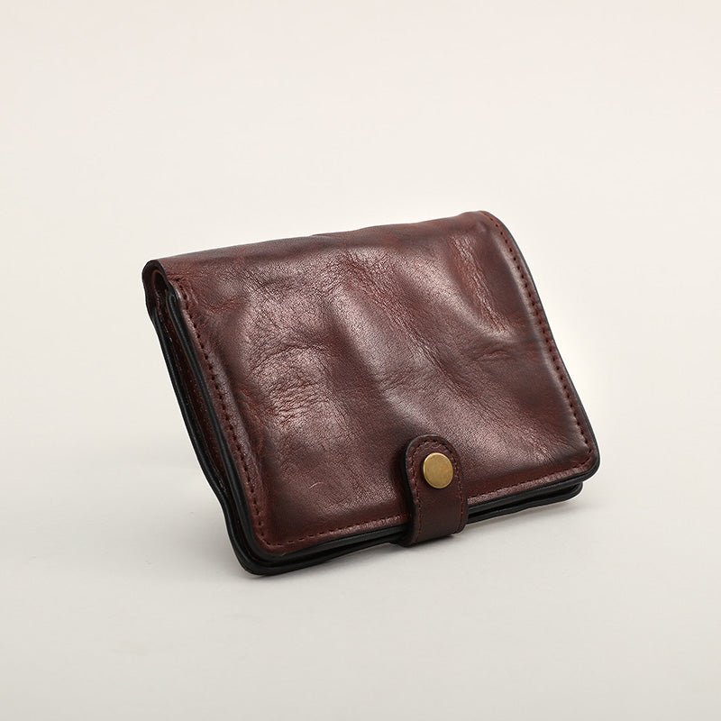 Men's Luxury Vegetable Tanned Short Leather Wallet - Classic Leather Bag