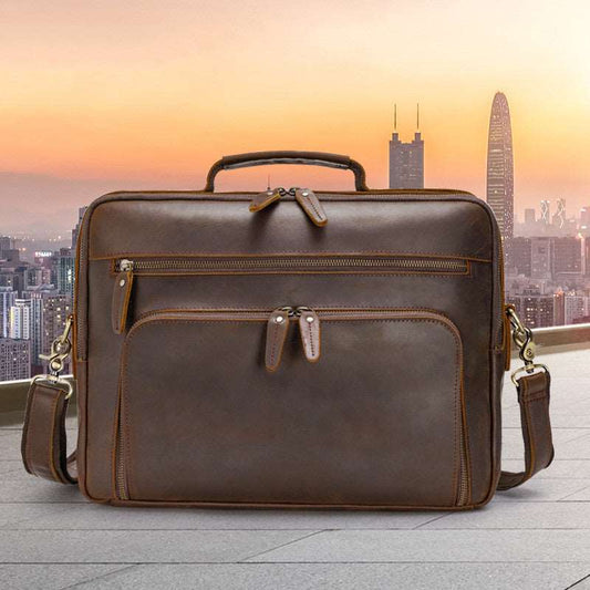 Men's Luxury Vintage Leather Briefcase Laptop Bag - Classic Leather Bag