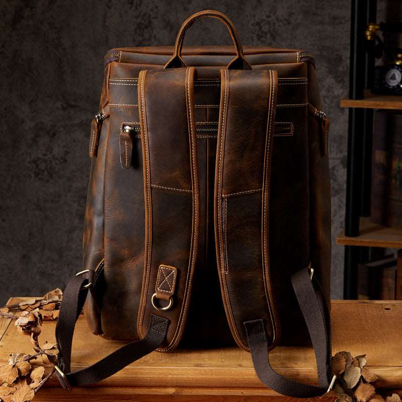 Men's Luxury Vintage Leather Computer Backpack - Classic Leather Bag