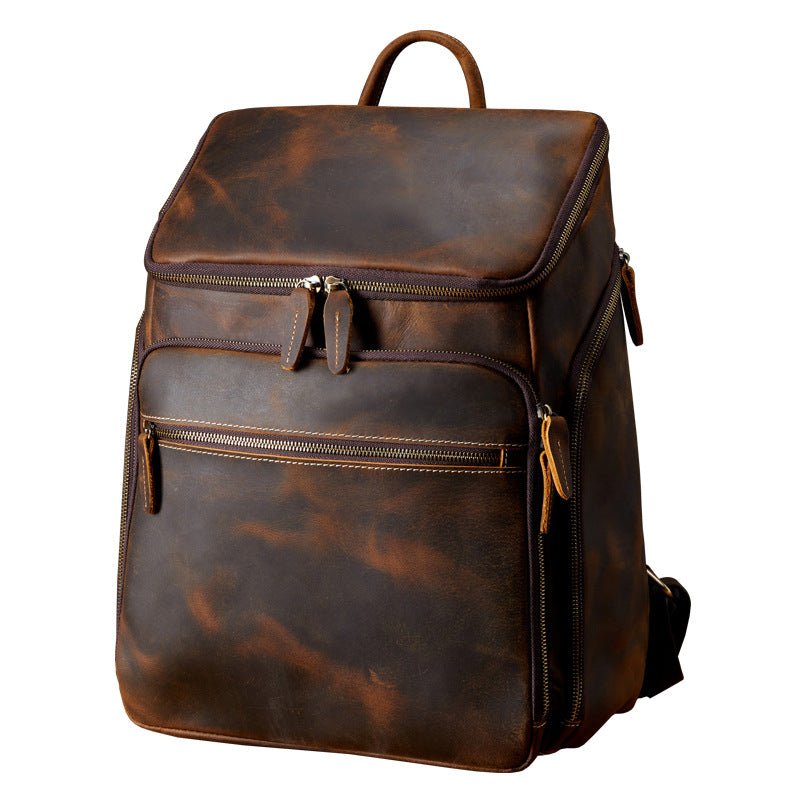 Men's Luxury Vintage Leather Computer Backpack - Classic Leather Bag