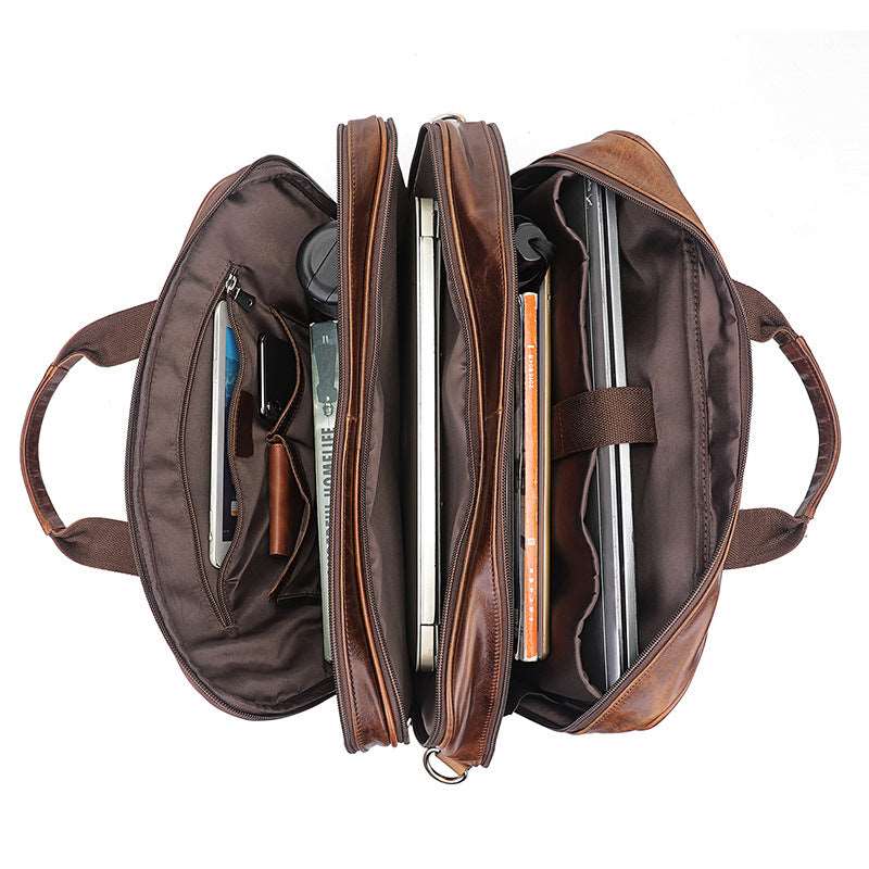 Men's Luxury Wax Leather Shoulder Bag - Classic Leather Bag