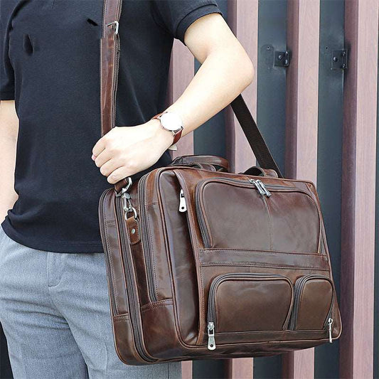 Men's Luxury Wax Leather Shoulder Bag - Classic Leather Bag
