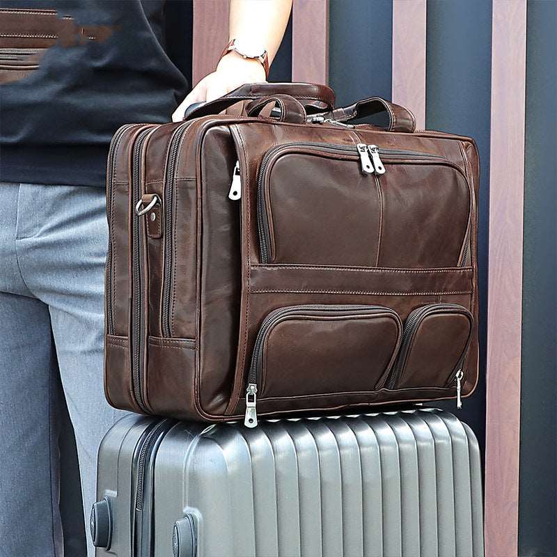 Men's Luxury Wax Leather Shoulder Bag - Classic Leather Bag