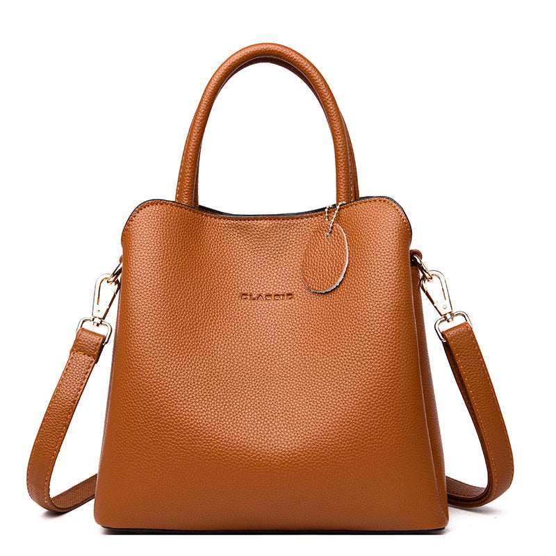 Women's Casual Leather Handbag - Classic Leather Bag