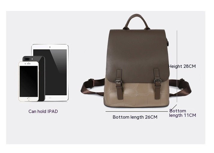 Women's Genuine Leather Assorted Color Simple Backpack - Classic Leather Bag