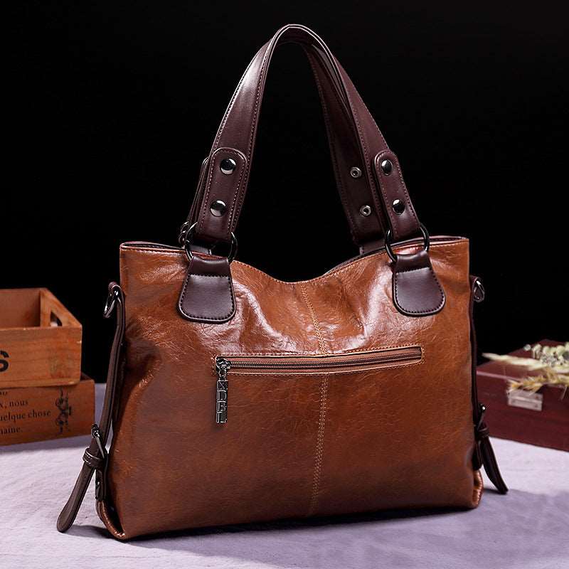 Women's Large Capacity Retro Leather Shoulder Crossbody Tote - Classic Leather Bag