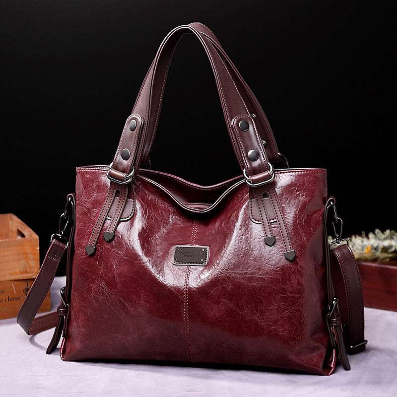 Women's Large Capacity Retro Leather Shoulder Crossbody Tote - Classic Leather Bag