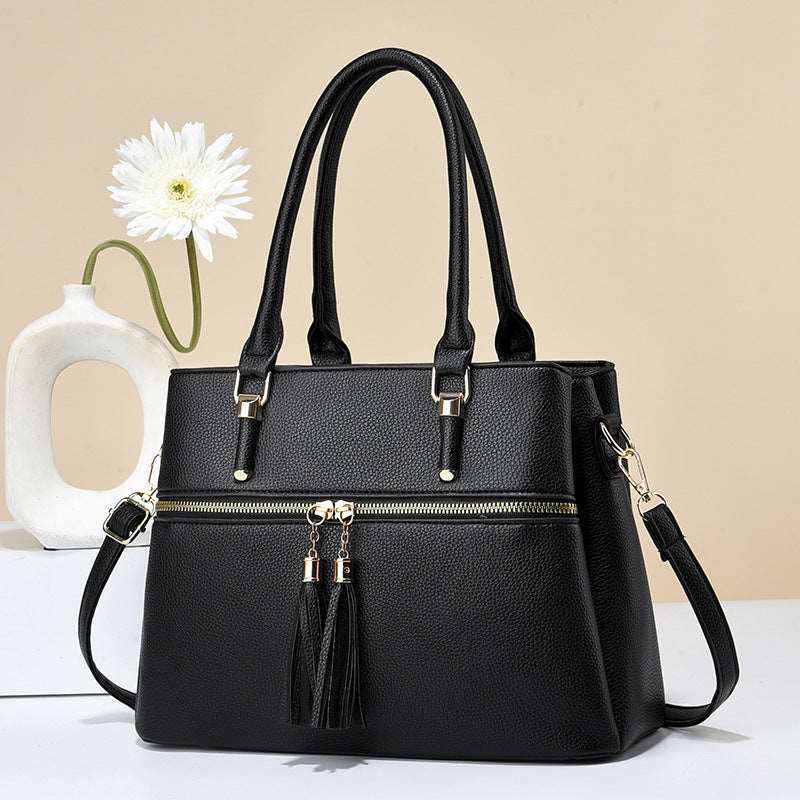 Women's Large Capacity Soft Leather Tassel Shoulder Bag - Classic Leather Bag