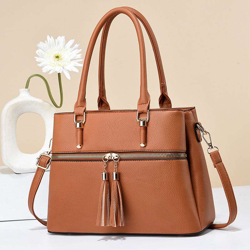Women's Large Capacity Soft Leather Tassel Shoulder Bag - Classic Leather Bag