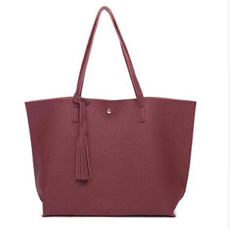 Women's Large Capacity Solid Color Shoulder Bag - Classic Leather Bag