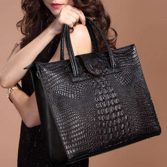 Women's Large Crocodile Tote - Classic Leather Bag