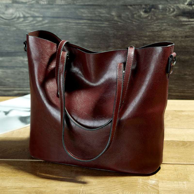 Women's Leather Minimalist Tote Bag - Classic Leather Bag
