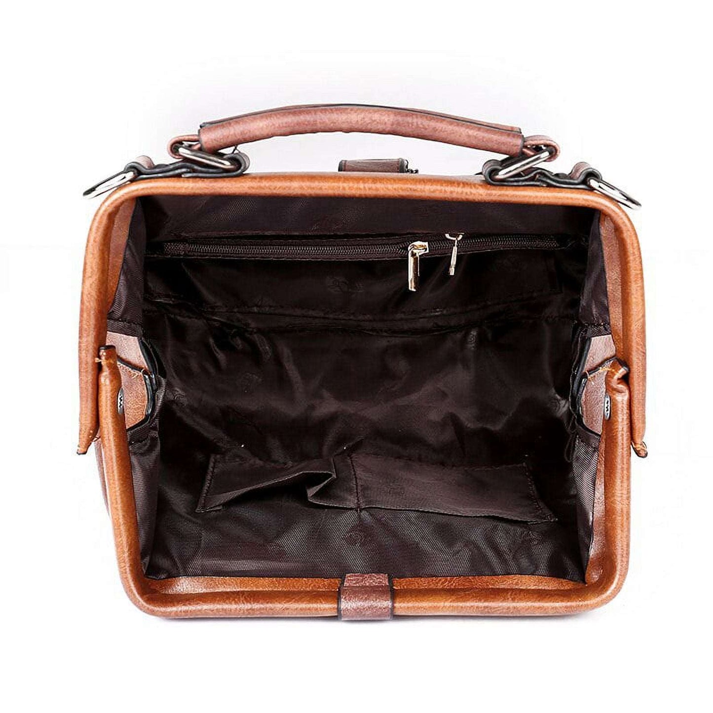 Women's Lock Chain Rivets Crossbody Shoulder Bag - Classic Leather Bag
