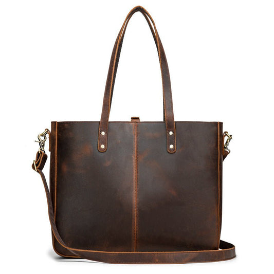 Women's Luxury Genuine Leather Shoulder Tote Bag - Classic Leather Bag