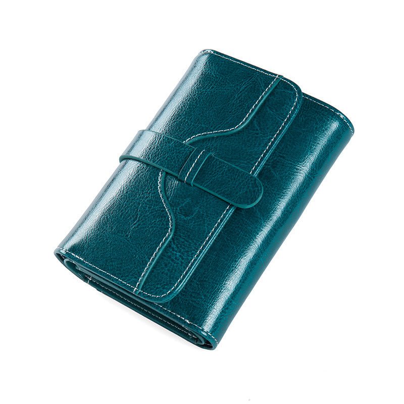 Women's Luxury Vintage Buckle Wallet - Classic Leather Bag