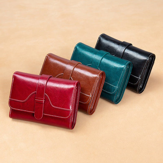 Women's Luxury Vintage Buckle Wallet - Classic Leather Bag