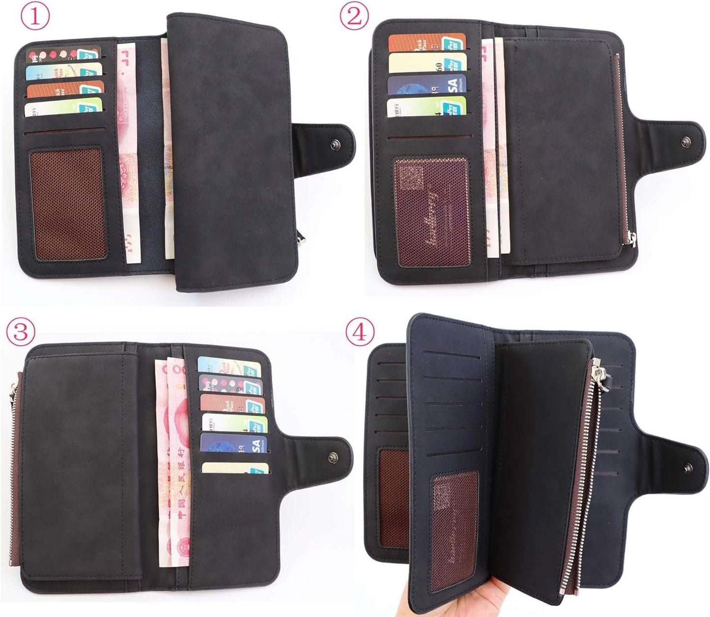 Women's Magnetic Clasp Wallet - Classic Leather Bag