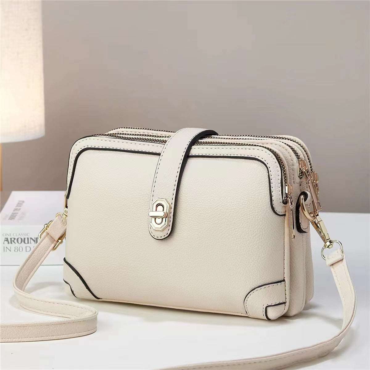 Women's Multi-functional Small Square Crossbody Bag - Classic Leather Bag