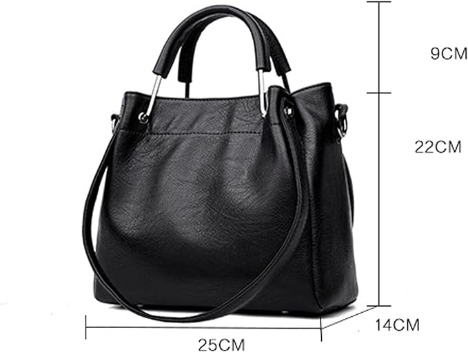 Women's Retro Leather Bucket Tote - Classic Leather Bag