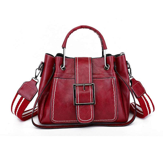 Women's Soft Vintage Bucket Handbag - Classic Leather Bag