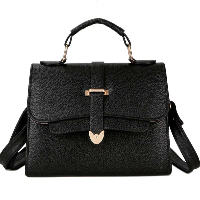 Women's Synthetic Leather Handbag With Handle - Classic Leather Bag