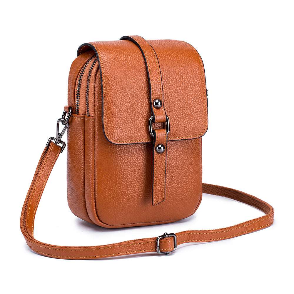 Women's Top Layer Leather Compact Shoulder Bag - Classic Leather Bag