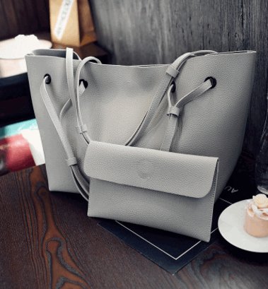 Women's Two-Piece Shoulder Tote Bag and Clutch - Classic Leather Bag