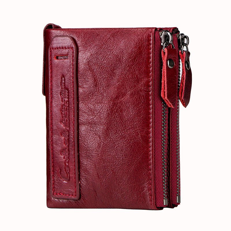 Luxury Genuine Leather Short Wallet - Classic Leather Bag