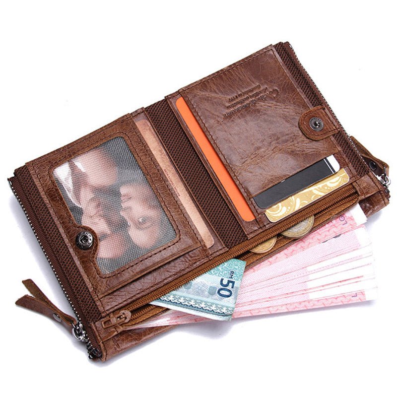 Luxury Genuine Leather Short Wallet - Classic Leather Bag