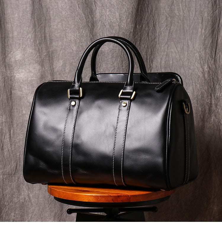 Luxury Retro Men's And Women's Leather Travel Bag - Classic Leather Bag