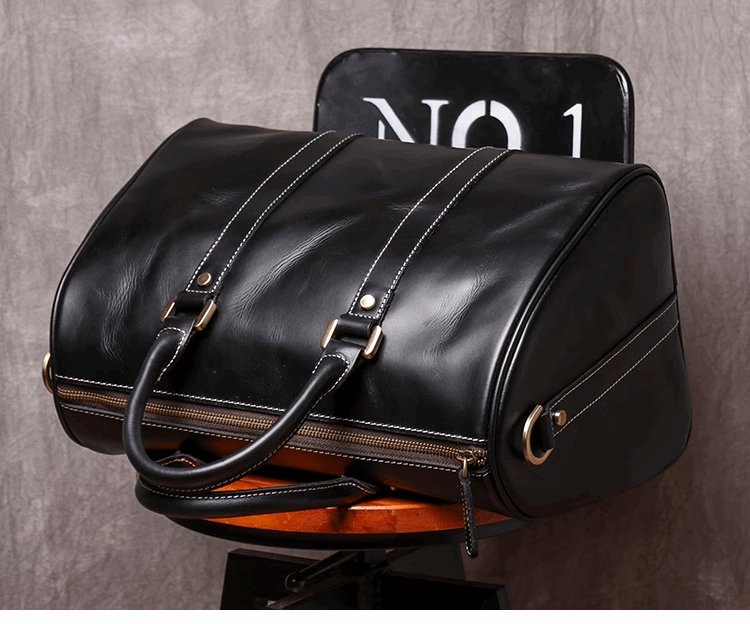 Luxury Retro Men's And Women's Leather Travel Bag - Classic Leather Bag