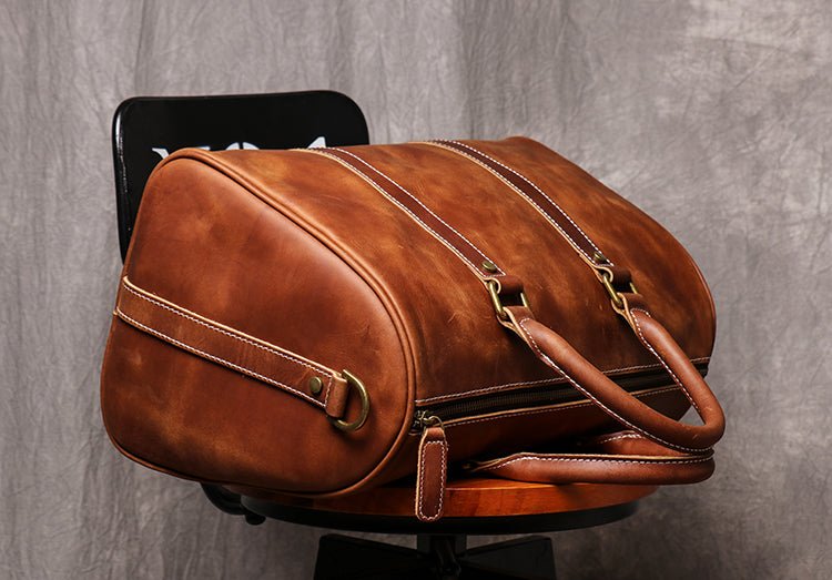 Luxury Retro Men's And Women's Leather Travel Bag - Classic Leather Bag