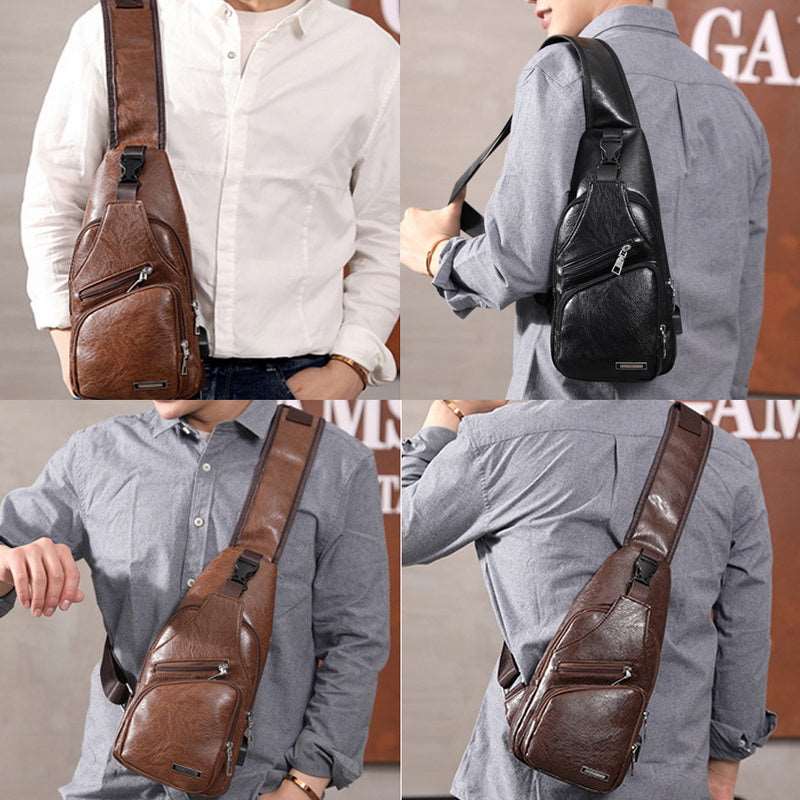 Men's Classic Leather Shoulder Bag - Classic Leather Bag