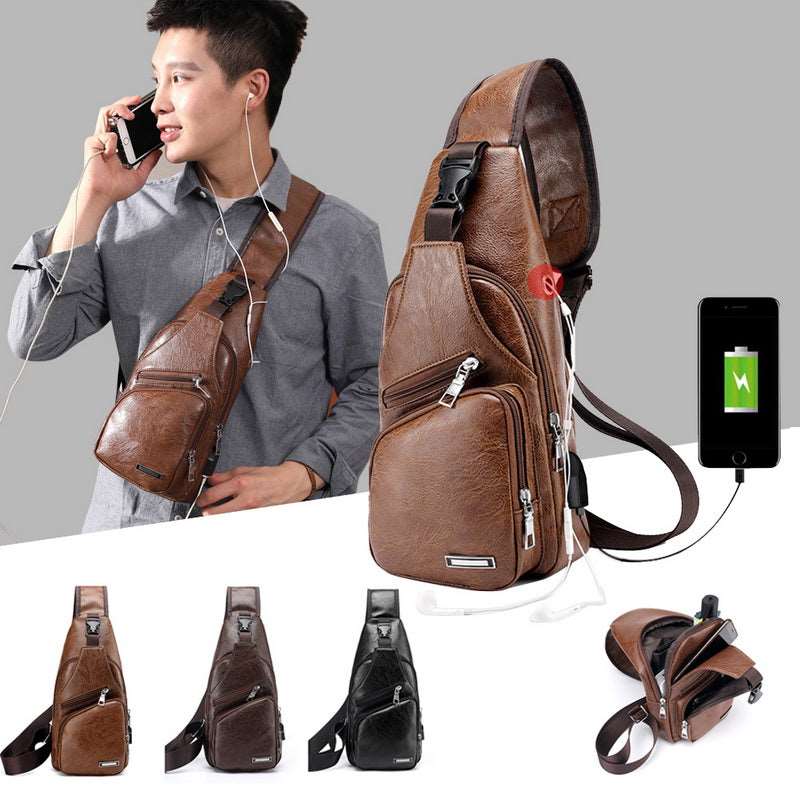 Men's Classic Leather Shoulder Bag - Classic Leather Bag