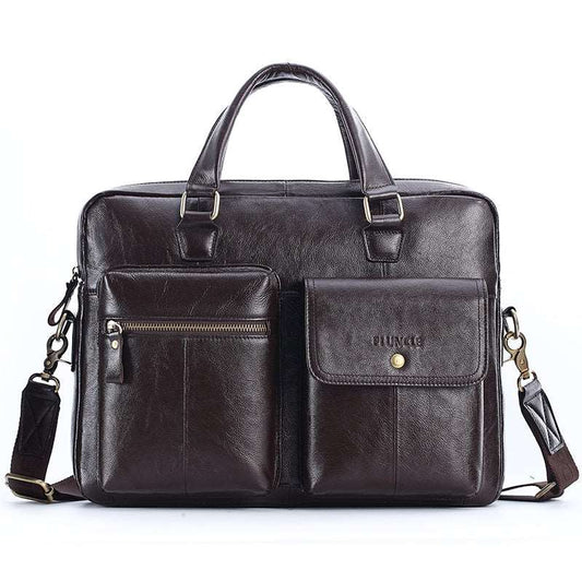 Men's Genuine Leather Top Layer Cowhide Briefcase Messenger Bag - Classic Leather Bag