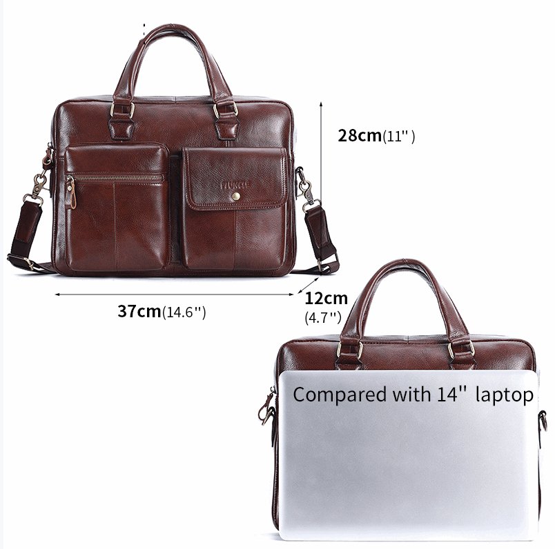 Men's Genuine Leather Top Layer Cowhide Briefcase Messenger Bag - Classic Leather Bag