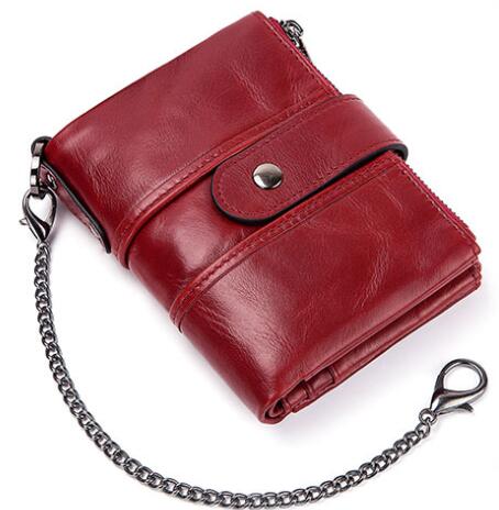 Men's Luxury Antimagnetic Cowhide Leather Chain Wallet - Classic Leather Bag