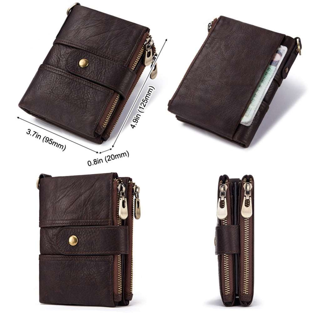 Men's Luxury Antimagnetic Cowhide Leather Chain Wallet - Classic Leather Bag