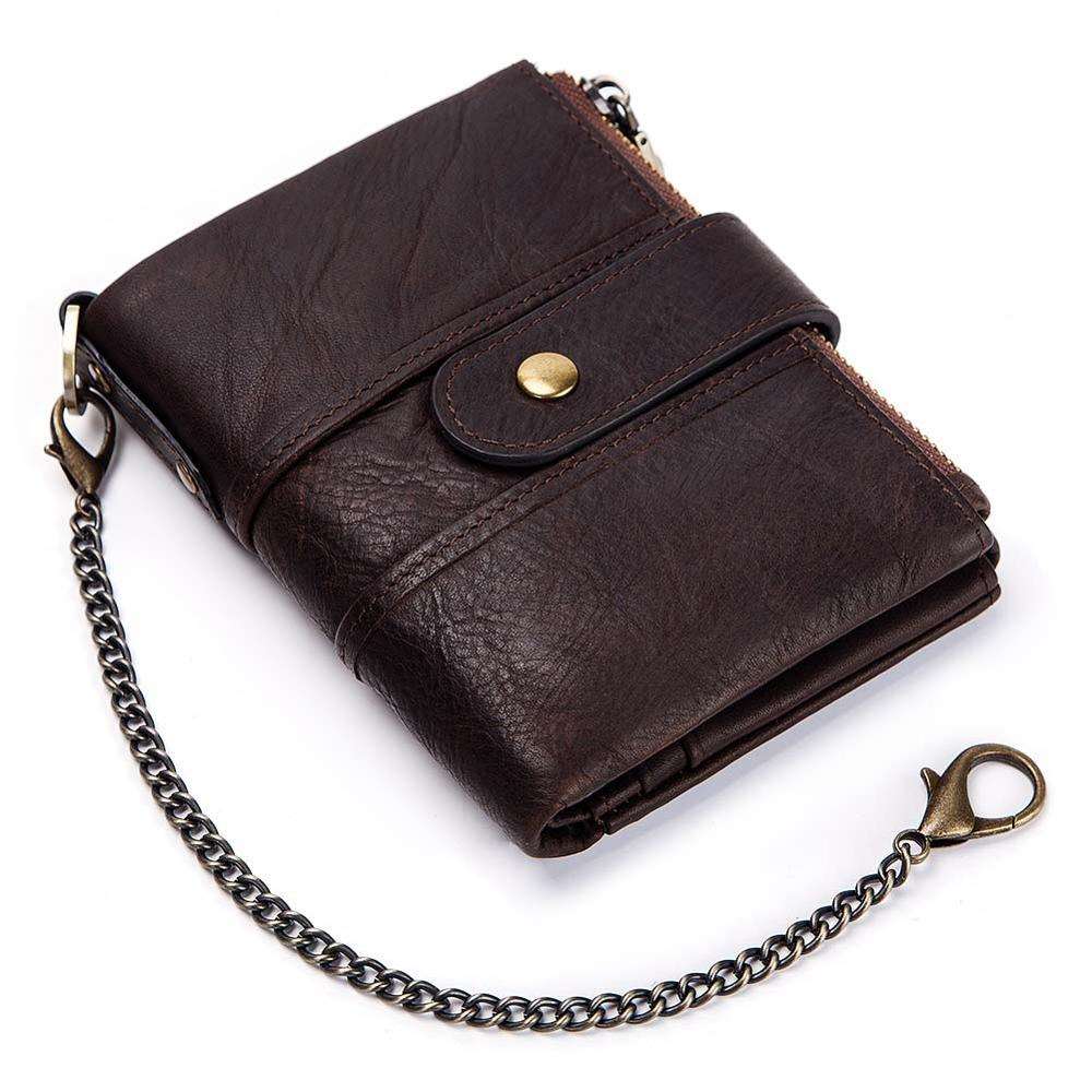 Men's Luxury Antimagnetic Cowhide Leather Chain Wallet - Classic Leather Bag