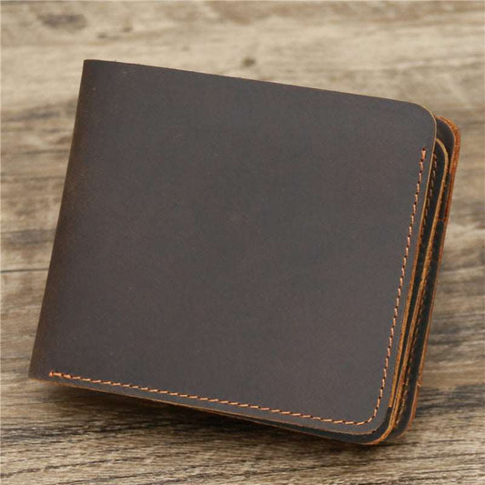 Men's Luxury Cowhide Leather Tri-Fold Wallet - Classic Leather Bag