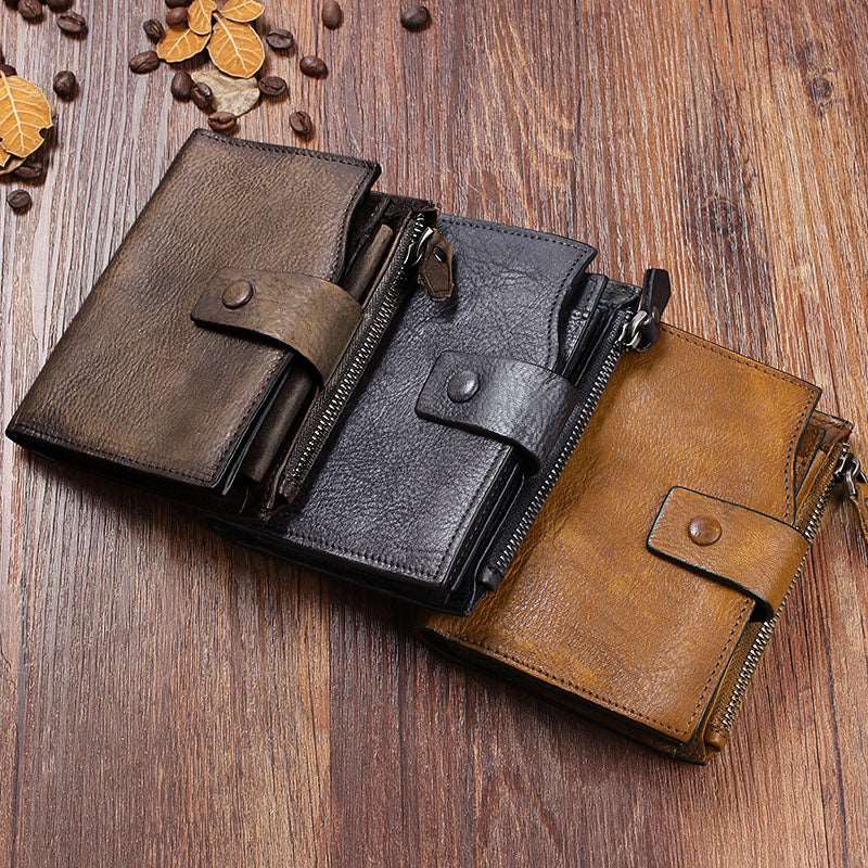 Men's Luxury Leather Retro Short Wallet - Classic Leather Bag