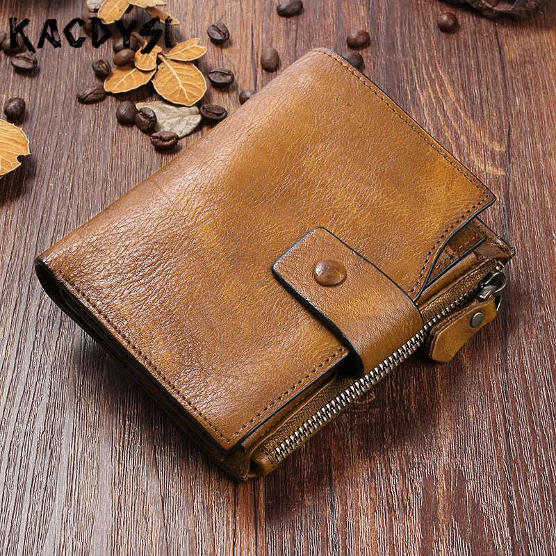 Men's Luxury Leather Retro Short Wallet - Classic Leather Bag