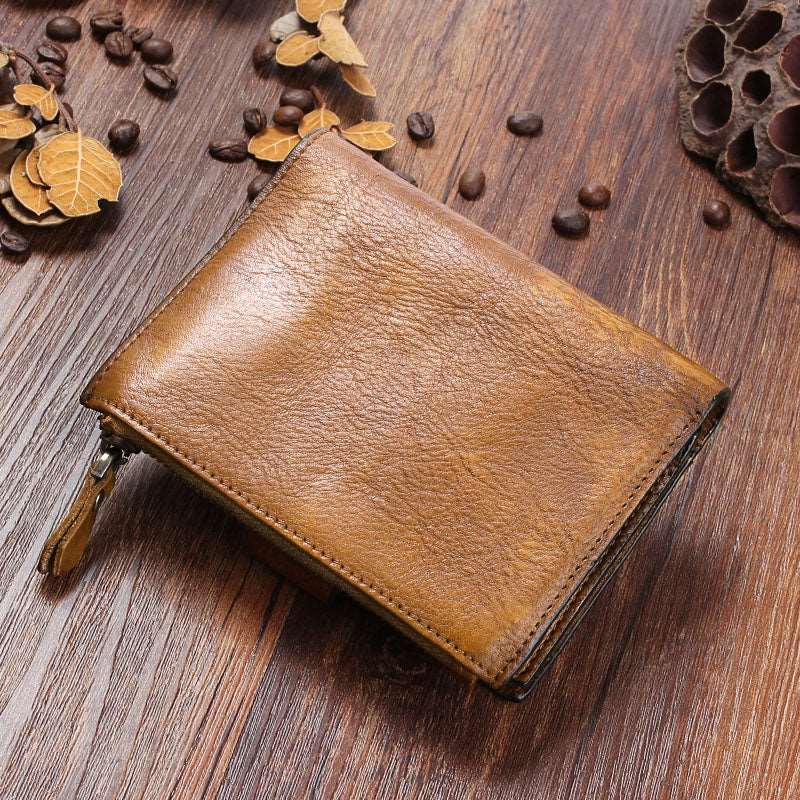 Men's Luxury Leather Retro Short Wallet - Classic Leather Bag