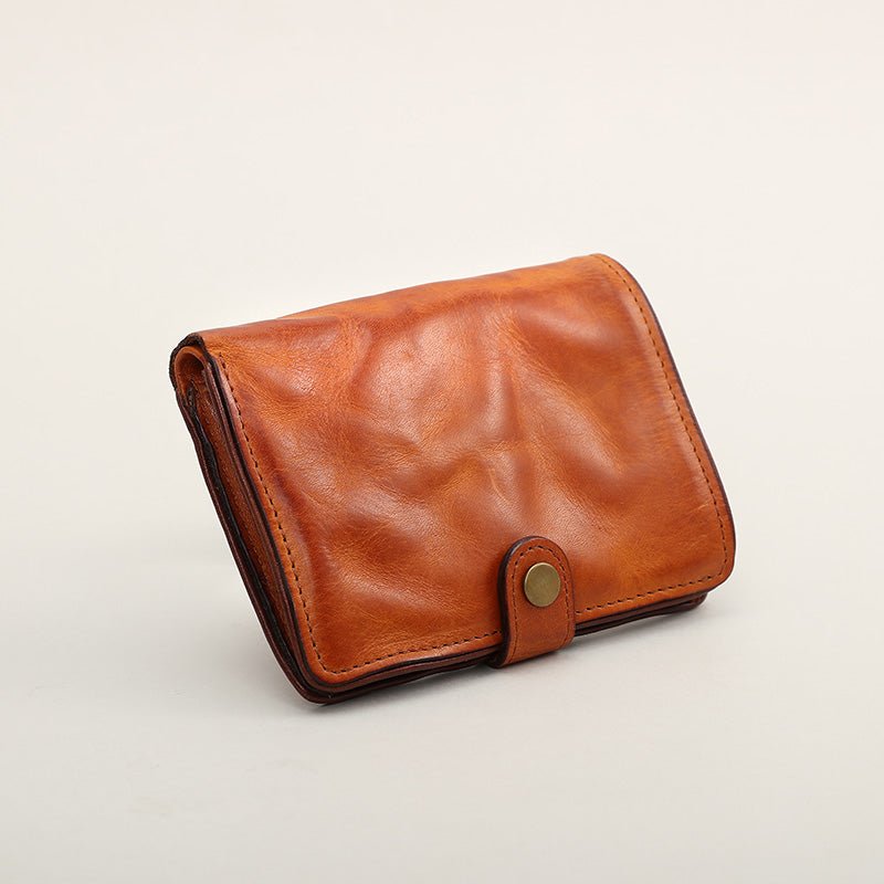 Men's Luxury Vegetable Tanned Short Leather Wallet - Classic Leather Bag