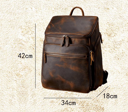 Men's Luxury Vintage Leather Computer Backpack - Classic Leather Bag