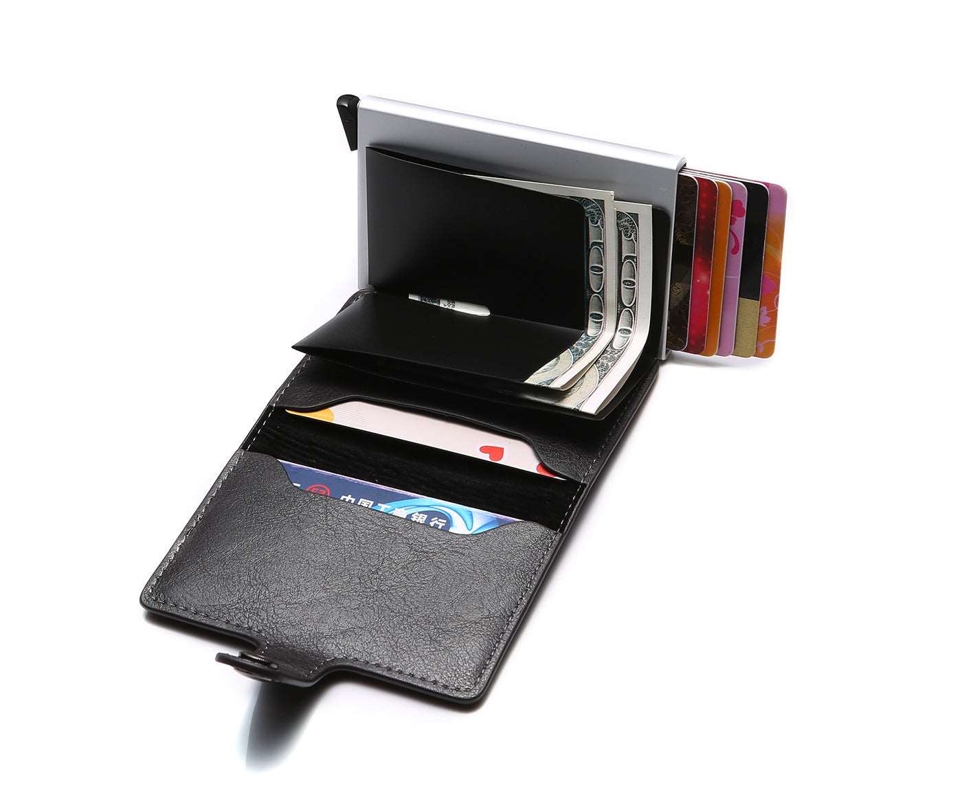 Men's RFID Anti-theft Aluminum Synthetic Leather Wallet - Classic Leather Bag