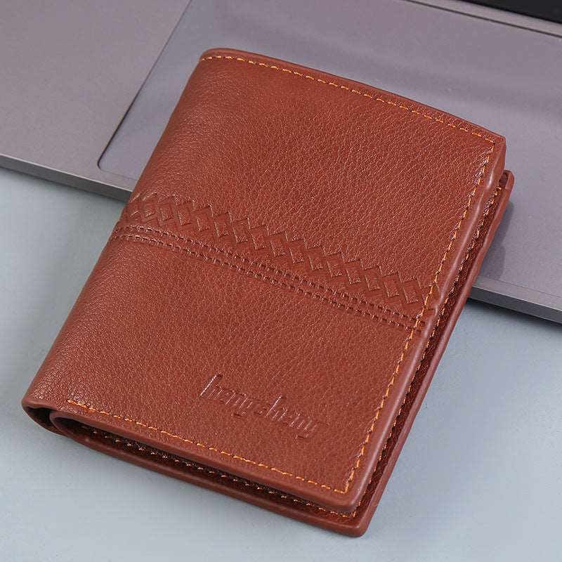 Men's Short Synthetic Leather Wallet - Classic Leather Bag