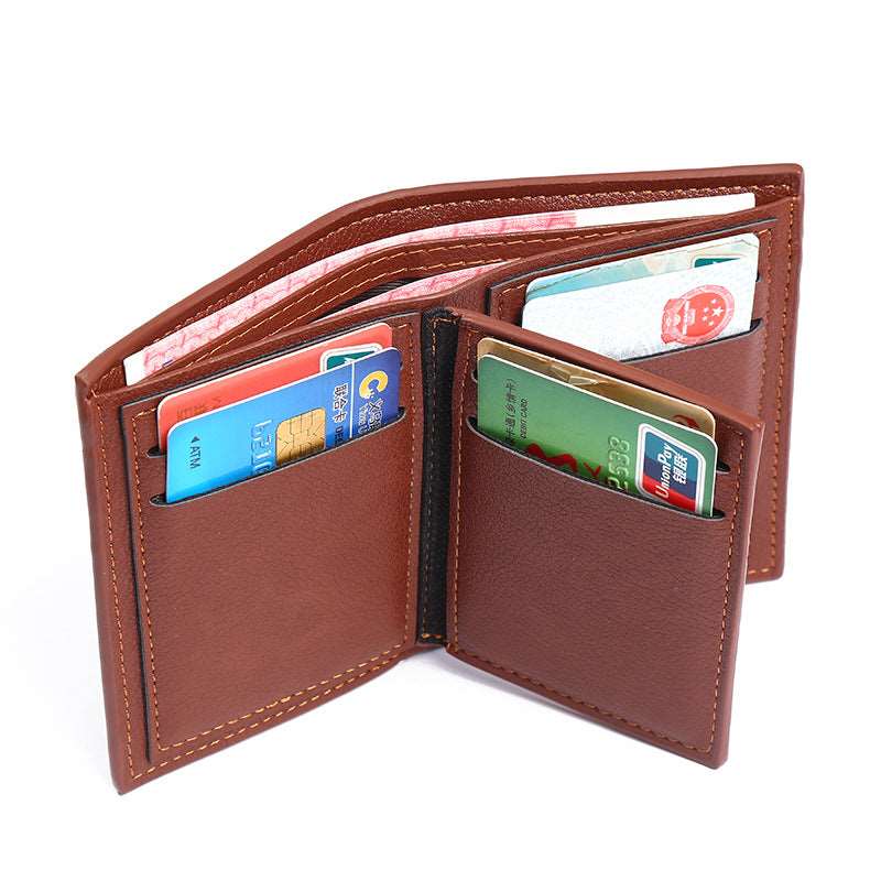 Men's Short Synthetic Leather Wallet - Classic Leather Bag