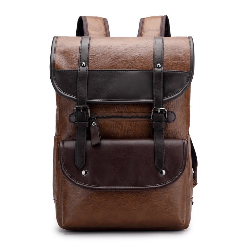 Men's Synthetic Leather Backpack - Classic Leather Bag