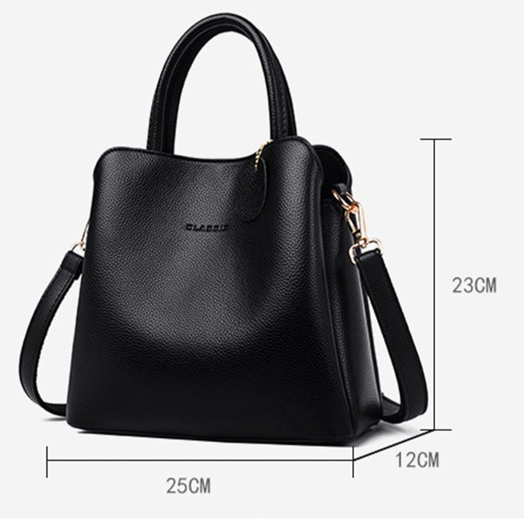 Women's Casual Leather Handbag - Classic Leather Bag